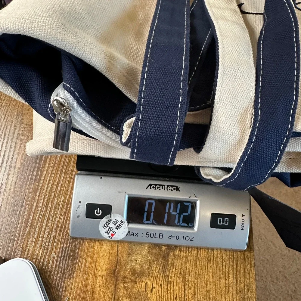 Gameday Social Apparel Co Canvas Tote Bag Navy‎ Blue Cream Zipper Top Boat Bag